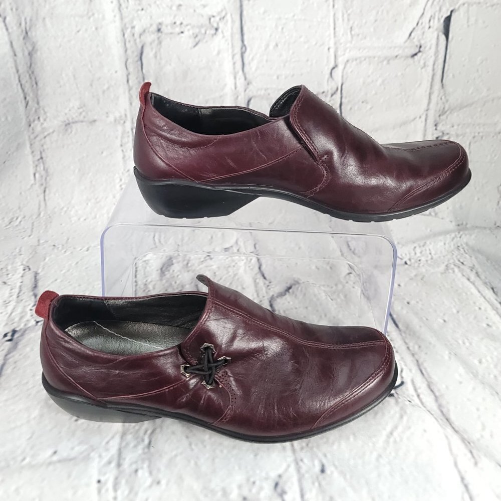 ROMIKA Burgundy Womens Sz 8-8.5 Leather Slip On Loafers‎ Academic Casual Comfort - Picture 11 of 15